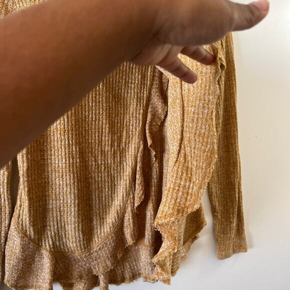 Anthropologie Saturday Sunday Wendy Ruffle Waffle Knit Thermal Top Womens XS - Picture 5 of 10